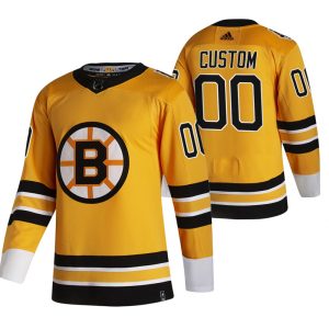 Boston Bruins Tröja Skräddarsydda 2021 Reverse Retro Authentic Gold